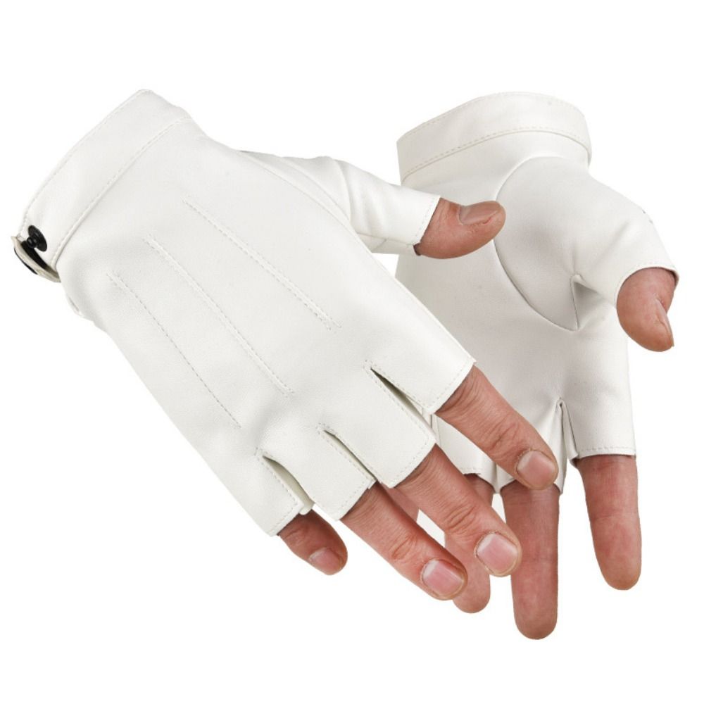 Leather Driving Glove - Modische Punk-PU-Fahrerhandschuhe mit Knopfdesign, rutschfeste fingerlose